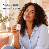 Generated lifestyle image of an adult holding Naturly Co drops; illustrative scene, not a testimonial