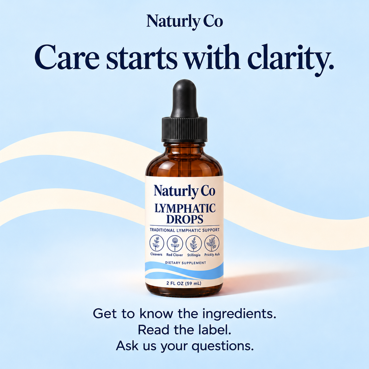 Naturly Co — Care starts with clarity, brand information card