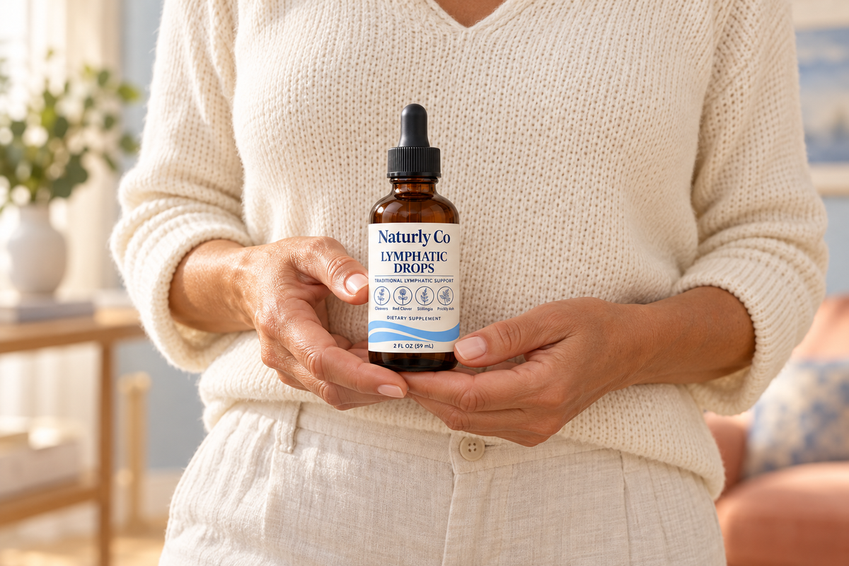 Naturly Co bottle-hands — generated illustrative product scene, not a testimonial